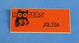 HOOTERS RESTAURANT GIRL JOLISA ORANGE NAME TAG / PIN -  Waitress Pin - $15.00