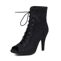 Women&#39;s Lace-Up Open Toe Party Boots Womens Sexy Stilettos Booties High Heels Fo - £59.41 GBP