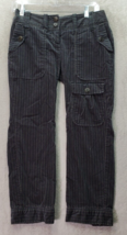 +oooo Pants Womens Sz 2 Gray Velour Striped Cotton Pockets Mid Rise Straight Leg - £21.69 GBP