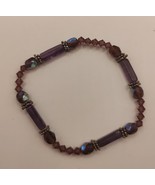 Brown and Purple Toned Girls Beaded Bracelet - £3.16 GBP