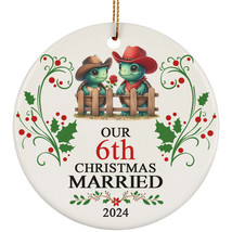 Our 6th Years Christmas Married Ornament Gift 6 Anniversary With Turtle Couple - £11.89 GBP