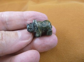 (Y-RHI-524) Green Black Rhinoceros I Love Little Rhino Rhinos Gemstone Figurine - £6.78 GBP