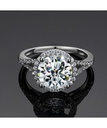 Women&#39;s Double Halo Mossanite Engagement Ring 3Ct Round Cut 925 Sterling... - $165.94