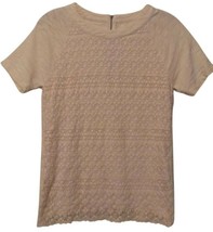Madewell Off-White Lace Overlay Exposed Zipper Knit Top Size S T-Shirt - £11.78 GBP