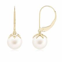 ANGARA Freshwater Pearl Drop Earrings in 14k Solid Gold (AA, 8MM) - £223.44 GBP