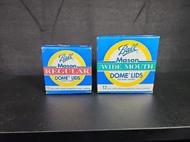Vintage Ball Mason Wide Mouth/ Regular Dome Lids box -Lot Of 2 With 12 l... - $13.99