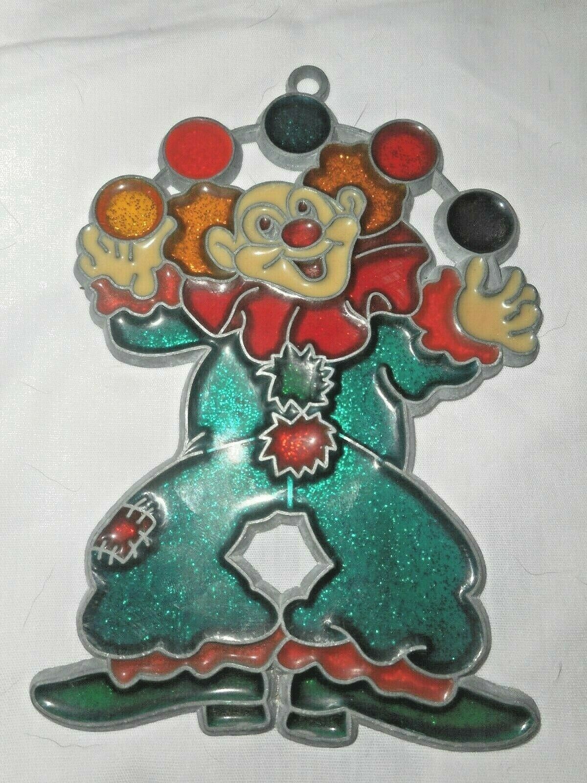 Primary image for SUNCATCHER Stained Glass Overlay Faux Stained Glass CLOWN WITH BALLOONS PIECE