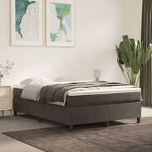 Bed Frame Dark grey Velvet, plywood, engineered wood Queen Modern - $4,880.14 MXN