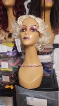 GNIMEGIL Female Short Curly Platinum Blonde Wig for Women Lot 3457A - £12.89 GBP