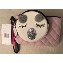 Betsey Johnson Luv Betsey 2PC Wristlets PINK/WHITE QUILTED/GLITTER Face Nwt - £15.82 GBP