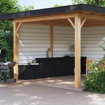 Outdoor Kitchen Cabinets 3 pcs Black Solid Wood Pine - £425.87 GBP