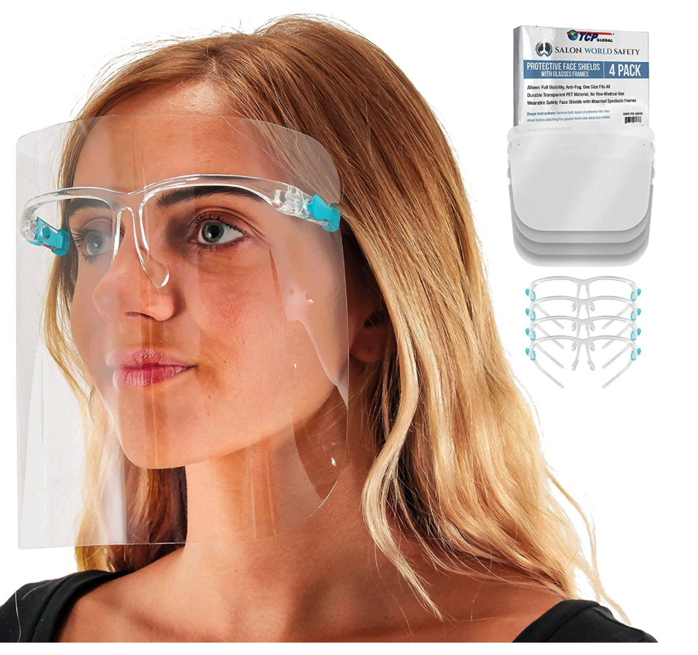 PACK of 5 Face Shield Visor With Glasses, Reusable &amp; Protective Splash D... - $9.49