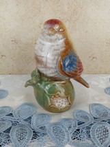 Vintage Ceramic Art Pottery Glazed Bird Figurine Brown Red Blue Green White 5.5&quot; - £8.86 GBP