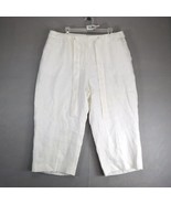 Talbots White Pure Irish Linen Crop Pants Women&#39;s 20W Modern Wide Leg 37... - $588.00 MXN