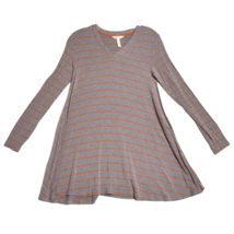 Matilda Jane Women&#39;s Size XS Mini Dress Grey Orange Stripe Long Sleeve - £17.93 GBP