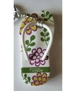 New Authentic FLOJOS sandal Keychain White with a Floral print very UNIQ... - $8.11 CAD