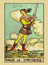 Decoration Poster from Vintage Tarot Card.Page of Swords.Spades.Art Decor.11375 - £13.39 GBP+