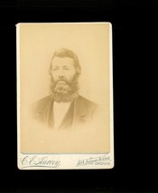 Vintage CDV Cabinet Photo CE Harvey Studio Indiana Avenue Chicago IL Bearded Man - £16.06 GBP