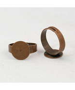 Ring Blanks Antiqued Copper Settings Adjustable Shanks Glue On Pad 4pcs - $78.55 MXN