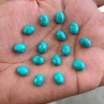 6x8 mm Oval Lab Created Blue Turquoise Cabochon Loose Gemstone Lot - £12.65 GBP+