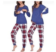 Ekouaer Maternity &amp; Nursing Pajamas Set Long Sleeve Breastfeeding Pajamas With - £14.80 GBP