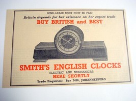 1945 South Africa Ad Smith&#39;s English Clocks Buy British and Best - £6.26 GBP