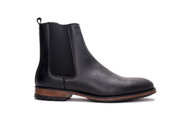 Bota vegana chelsea de hombre en microfibra negra plana con elástico fle... - $158.46