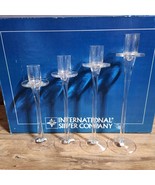 International Silver Co. Clear Crystal Glass Tapered Candle Holders - Se... - £17.29 GBP