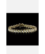s-Link 9Ct Simulated Women&#39;s Tennis Bracelet 14k Yellow Gold Plated - $1,881.81 MXN