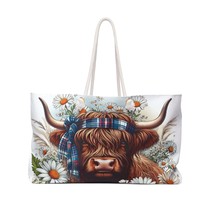 Personalised/Non-Personalised Weekender Bag, Highland Cow, Daisies, Large Weeken - £39.29 GBP