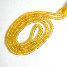 Natural Yellow Sapphire 3.3-5mm Faceted Round Gemstone Beads 16&quot; Strand BDS-1007 - £187.80 GBP