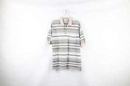 Vintage 90s Streetwear Mens Medium Distressed Striped Collared Golf Polo Shirt - £26.37 GBP