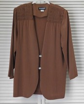 Susan Graver S.G. Sport Long Sleeve Smocked Yoke Jacket MEDIUM Brown - $39.99