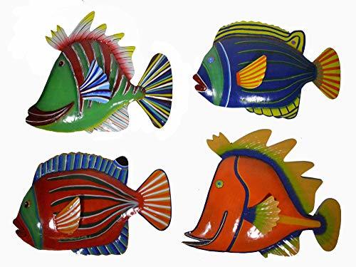 Primary image for Set 4 Large Beautiful Unique Fish Metal Hanging Wall Art.