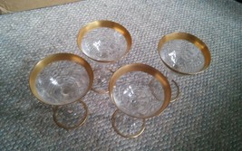 TIFFIN-Minton Westchester?  Champagne/Tall Sherbet Gold Rimmed  Set 4 Glasses - £78.65 GBP