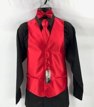 Bruno Piattelli Roma Men&#39;s Red Tuxedo Formal 4 Piece Vest Tie Bow Tie Hanky 2XL - £36.18 GBP