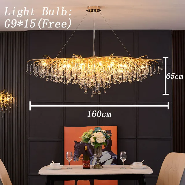   Crystal Chandeliers  Water Drop Led Pendant Light For Living Room room Hotel V - £166.18 GBP