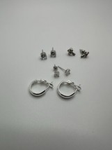 Lot Of Sterling Silver Cross CZ Hoop Earrings  - $29.70