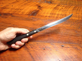 Vtg Robeson Flame Edge Stainless Steel Carving Knife 8&quot; Blade Ebony Wood... - $39.59