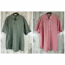 LL Bean Mens Button Down Shirts Lot of 2 Wrinkle Free Traditional Fit Green Pink - £31.16 GBP