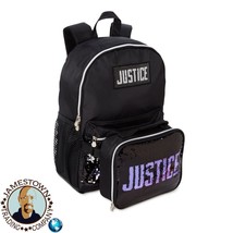 Justice Girls’ Sequin Backpack and Lunch Tote, 2-Piece Set Black Purple Silver - £23.58 GBP