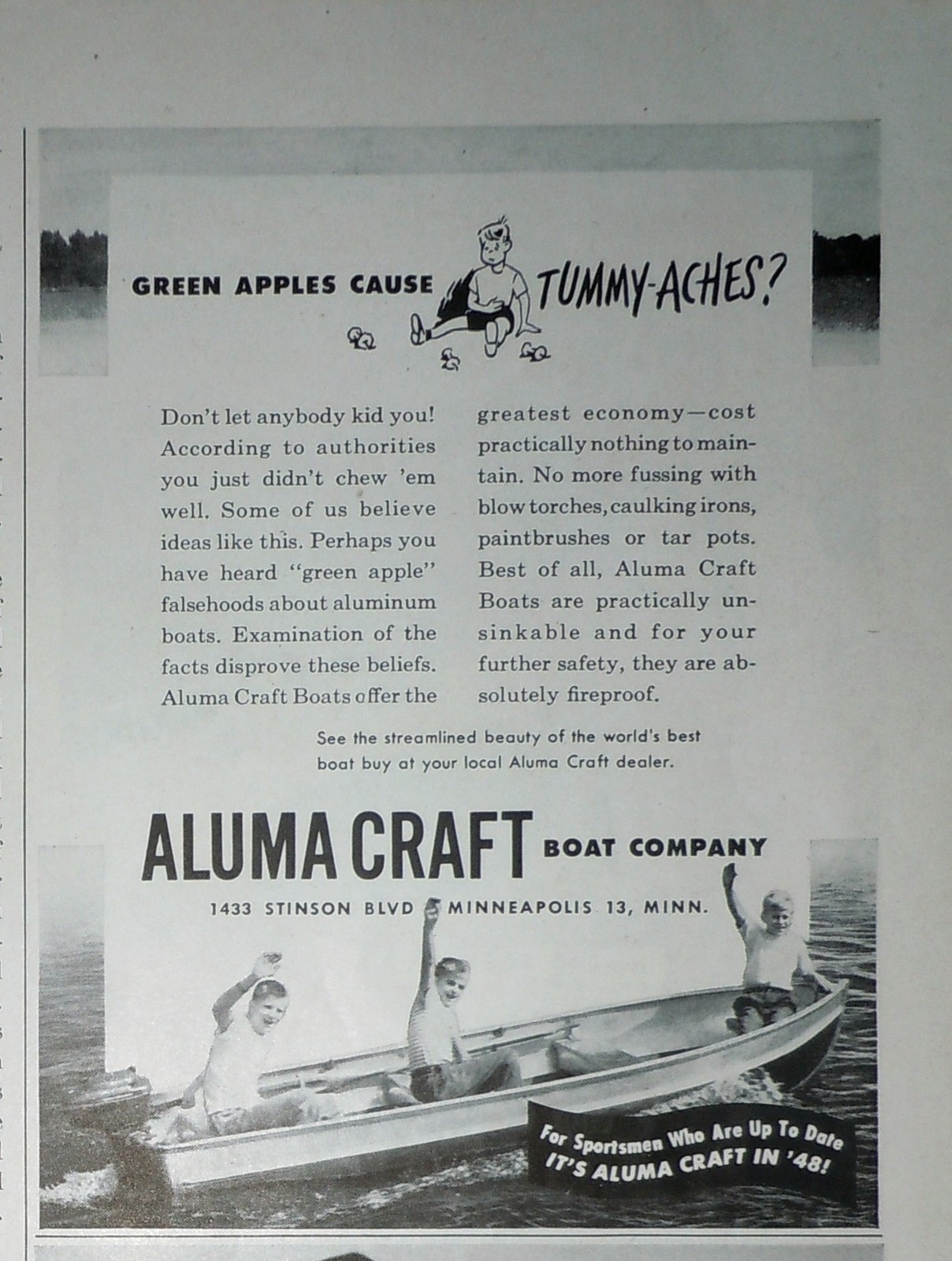 Aluma Craft Boat Company Advertising Print Ad Art 1940s - $4.99