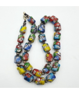 Collier vintage coloré de perles de verre visage venerano - $49.23