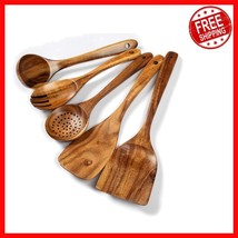 Stylish 5-Piece Wooden Utensil Set - Durable &amp; Safe for All Cooking Needs - $45.58