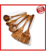 Stylish 5-Piece Wooden Utensil Set - Durable &amp; Safe for All Cooking Needs - $842.53 MXN