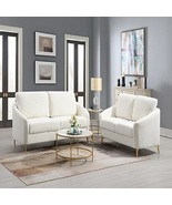 Wilton 2-Piece Modern White Boucle Fabric Sofa Set - $1,499.00