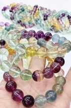 AAA Real Fluorite Bracelet | Purple Green fluorite |Round 10mm bracelet for gift - £22.20 GBP