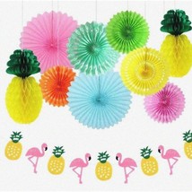 Tropical Paradise Party Pack - Flamingo Fiesta Decor Kit with Pineapple Banner, - $35.63