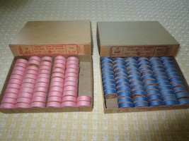 Vtg. STAR AMERICAN THREAD 57 Pink &amp; 65 Chicory(Blue) DISC BOBBINS with B... - £27.65 GBP