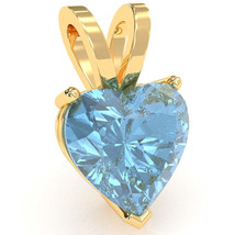 Blue Topaz Heart Solitaire Pendant In 14k Yellow Gold - £183.05 GBP